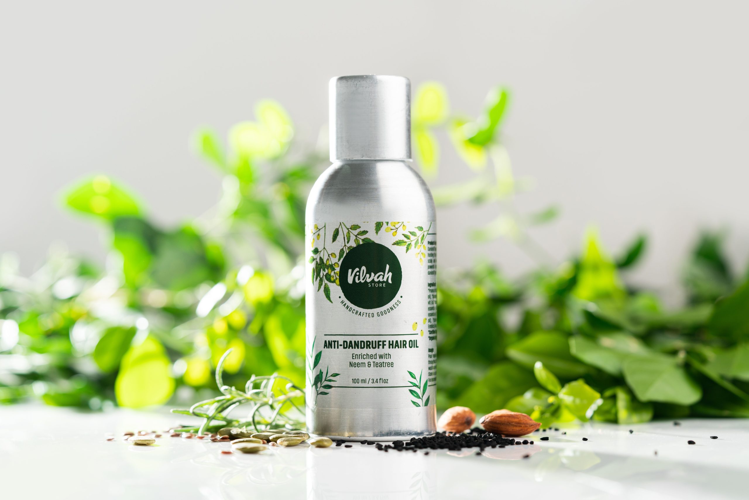 Huile capillaire antipelliculaire au neem et thé